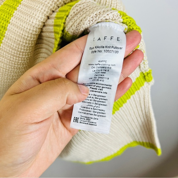 Kaffe KACILLA - Jumper - Cable Knot Oversized sand dollar green stripe/sand xl - Picture 10 of 14